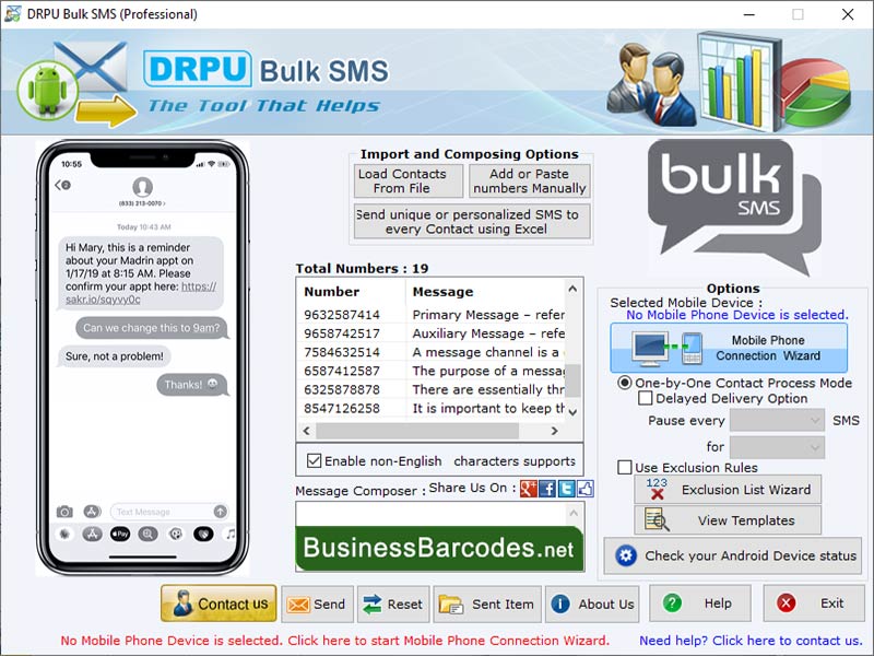 Tracking SMS Messages Application screenshot Tracking SMS Messages Application screenshot