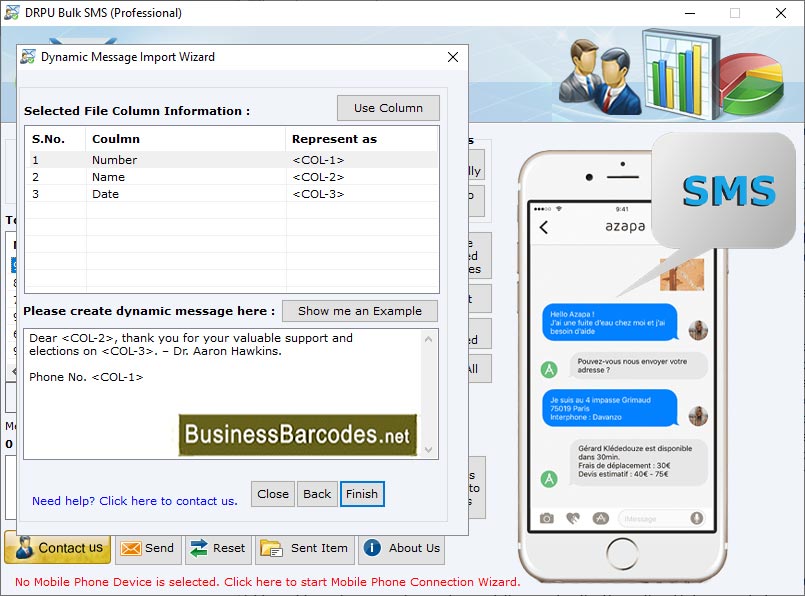 Screenshot of Multiple Text Messaging Software