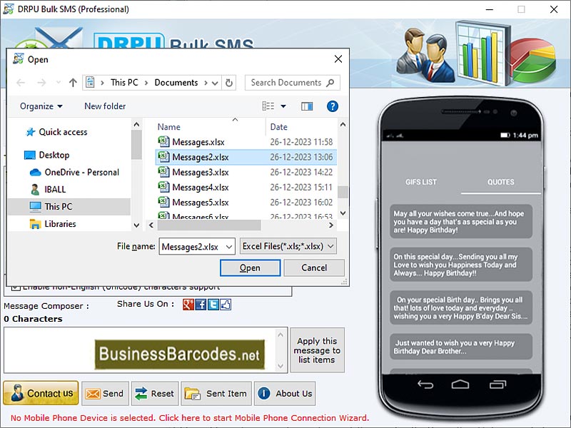 Screenshot of Bulk SMS Messenger Application 4.2.7.8