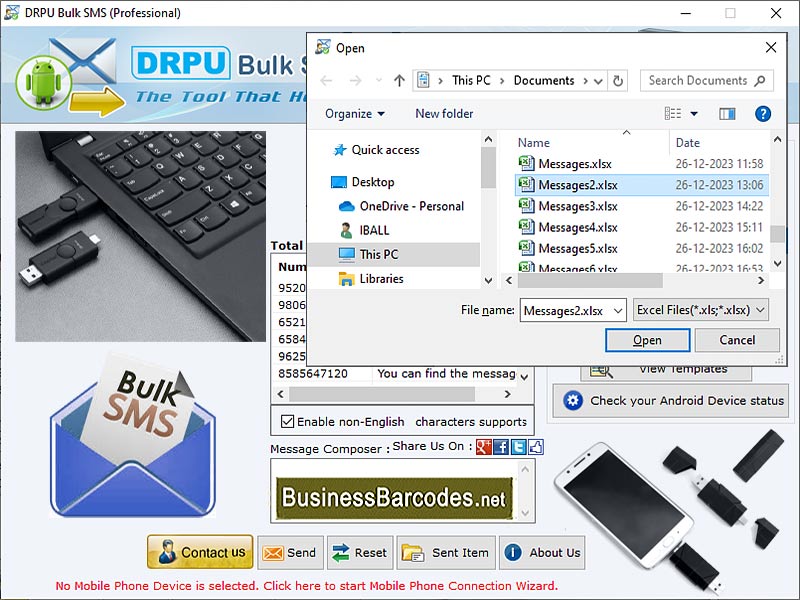 Screenshot of Send Bulk SMS for USB Modem