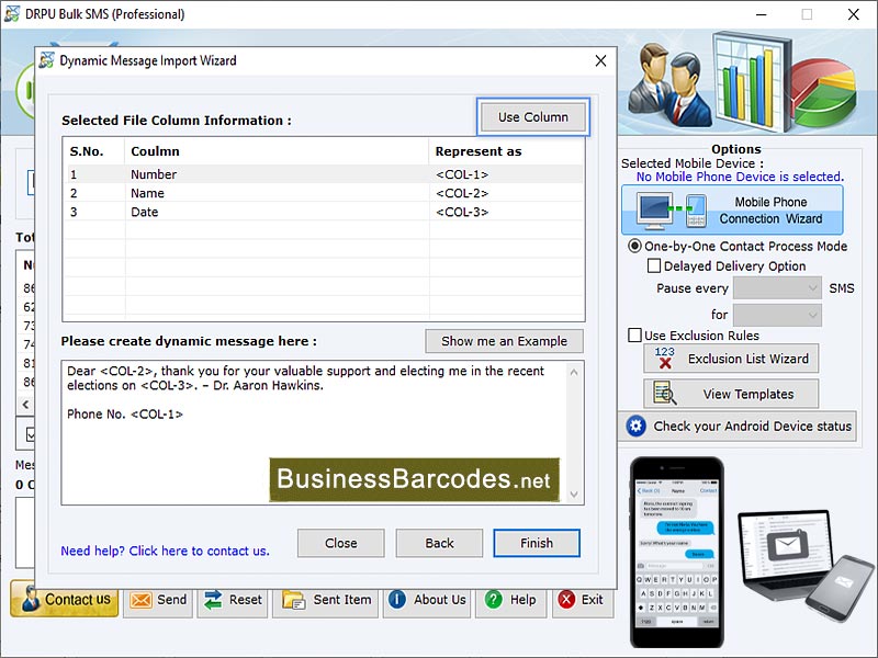 Screenshot of Bulk SMS Messenger