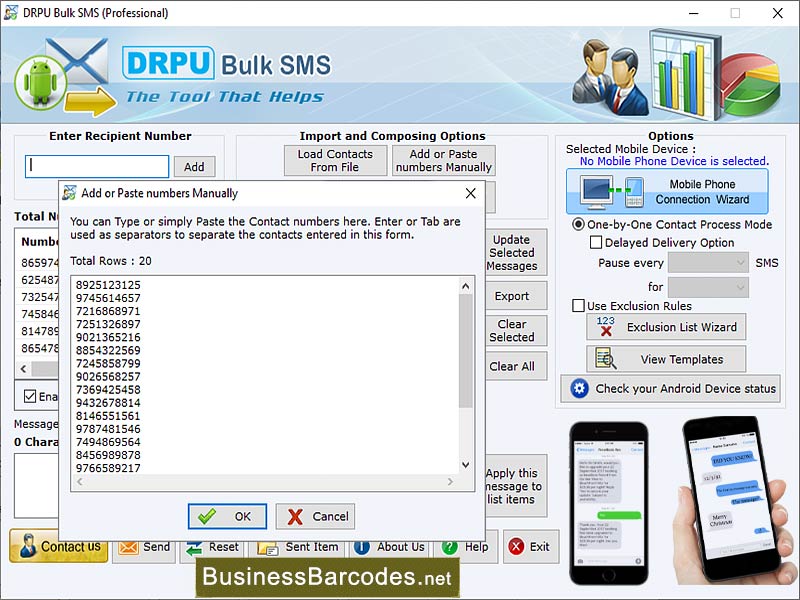 Screenshot of Mobile Text Messaging Software