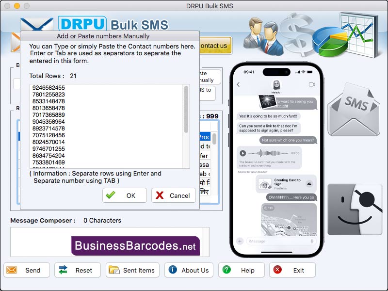 Screenshot of Bulk SMS App for Mac