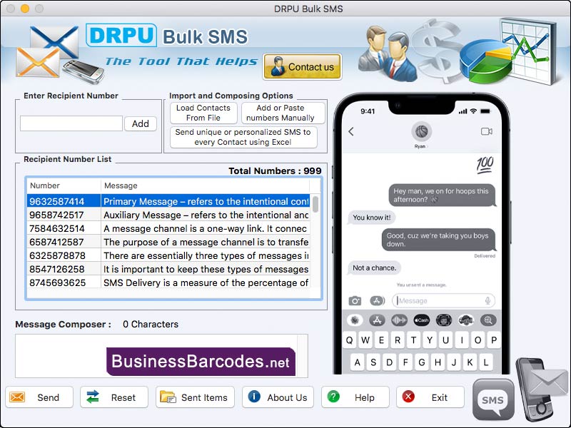 Screenshot of Bulk SMS MAC Tutorial Software