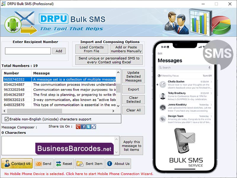 Screenshot of SMS Mobile Marketing Tool