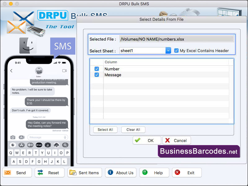 Screenshot of Mac SMS Sender for Instant Messages