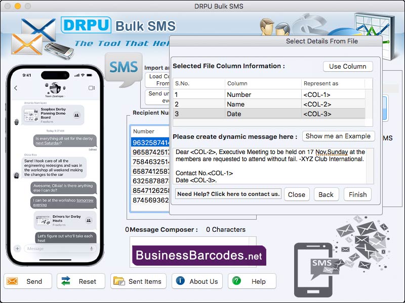 Screenshot of Mac Bulk SMS Tool