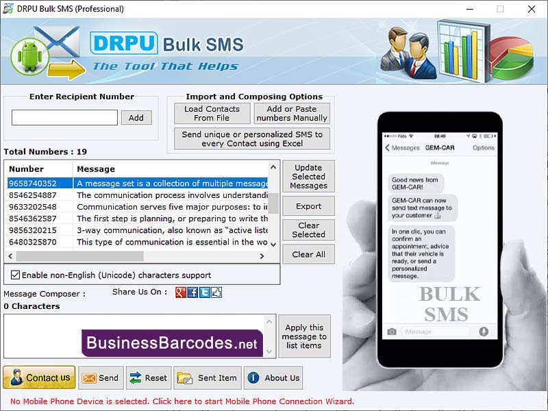 Screenshot of Bulk SMS Provider App 7.6.9.3