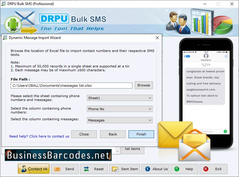 Screenshot of Bulk SMS Trial Messaging Tool 7.1.0.4