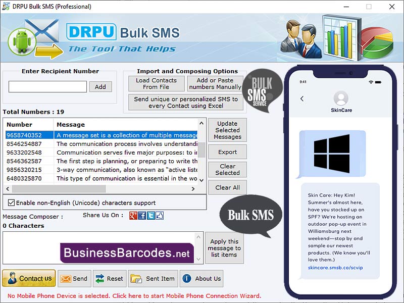 Screenshot of Windows Bulk SMS Service Provider 7.1.9.6