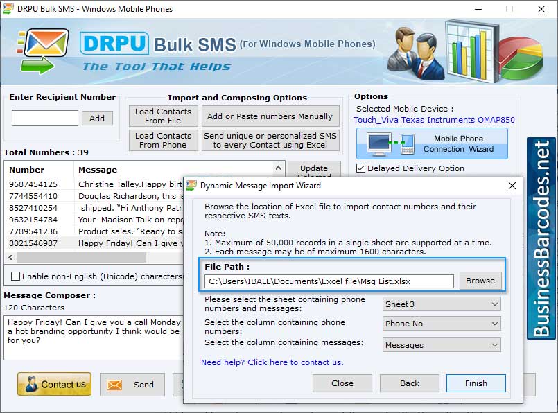 Screenshot of Download Windows SMS Messaging Tool