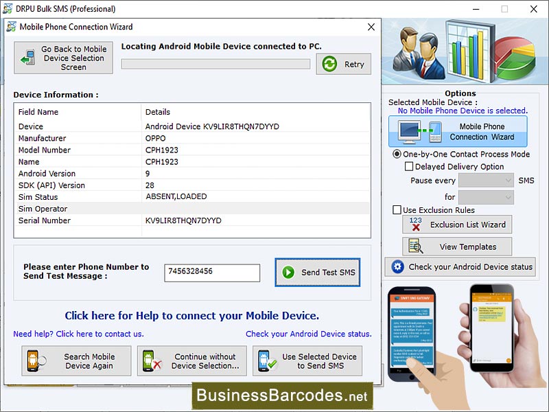 Screenshot of Personalized Bulk SMS Processing