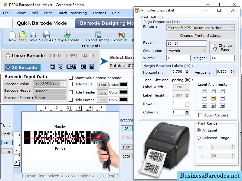 Screenshot of Business Barcode Label Maker Tool 4.5