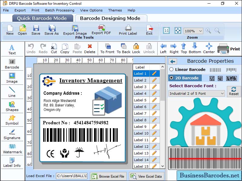 Screenshot of Barcode Label Maker for Inventory