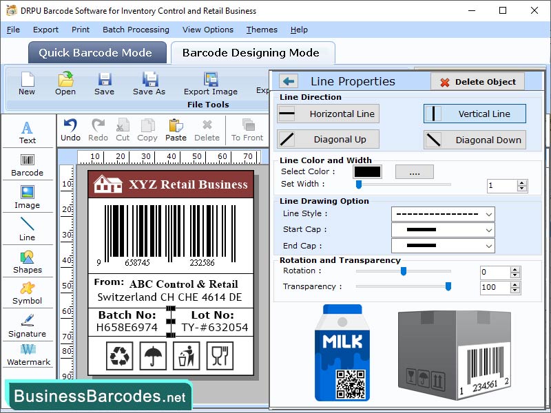 Screenshot of Retail Barcode Generator