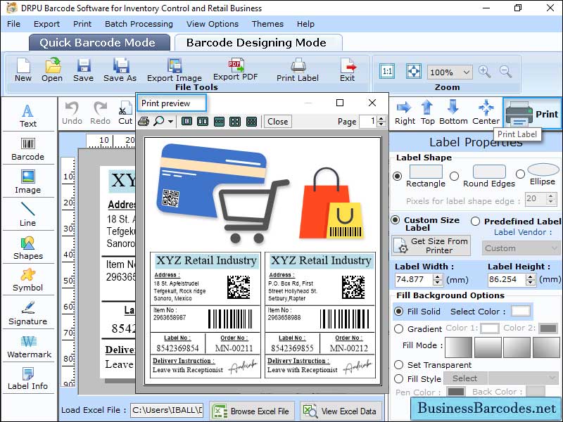 Screenshot of Barcode Software for Retail