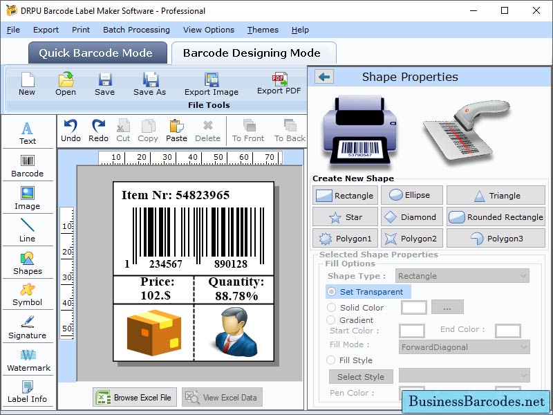 Screenshot of Barcode Label Printing Software