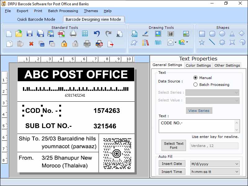 Screenshot of Courier Logistics Barcode Maker Software