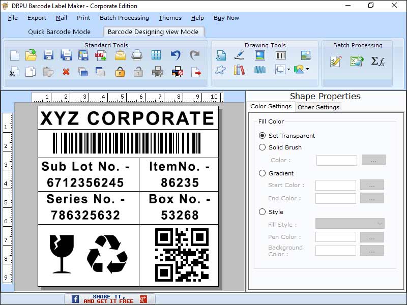 Windows 7 Corporate Barcode Generating App 9.2.3.1 full