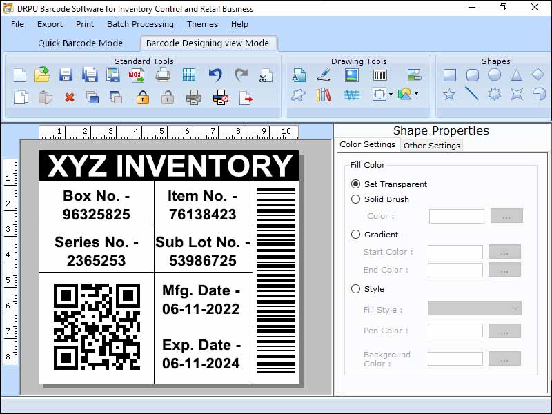 Screenshot of Supply Chain Barcode Maker Application