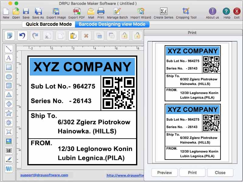 Screenshot of Mac OS Standard Barcode Designing Tool