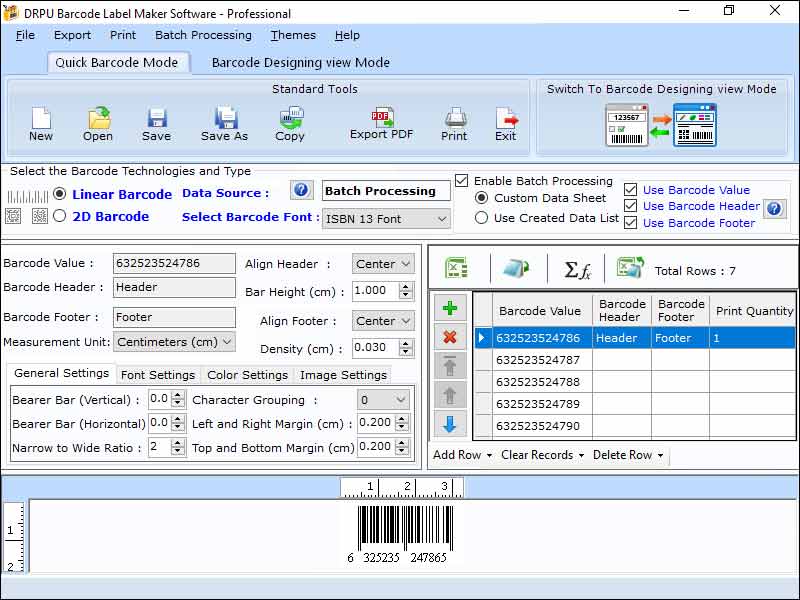 Screenshot of Professional Barcode Label Printing Tool