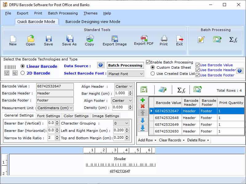 Postal Barcode Label Designing Software screenshot Postal Barcode Label Designing Software screenshot