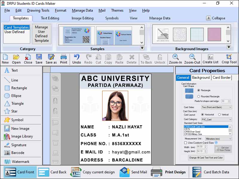 Student Identity Card Generating Program