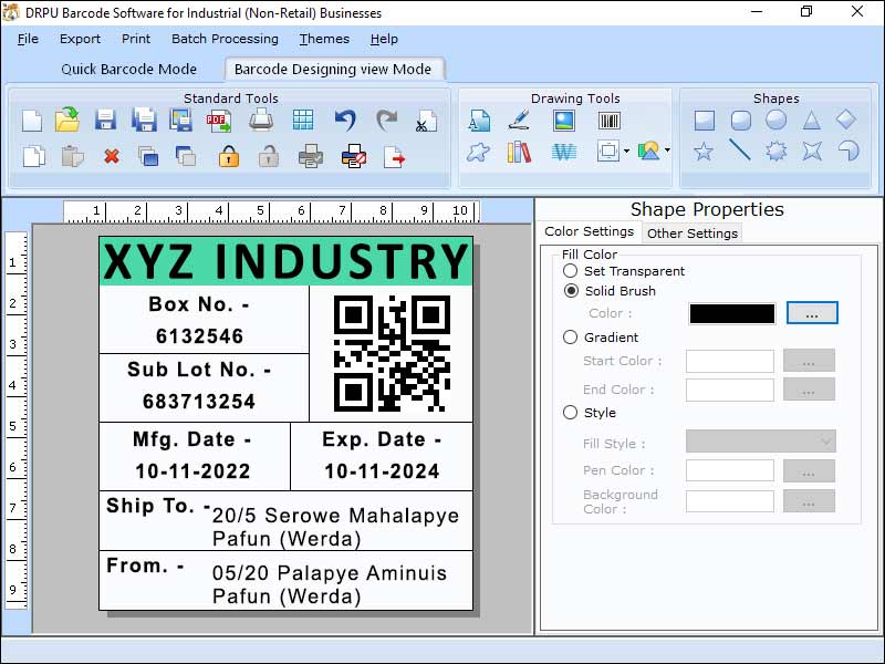 Screenshot of Warehousing Barcode Creating Software