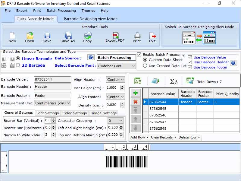 Screenshot of Retail Sector Barcode Coupon Program