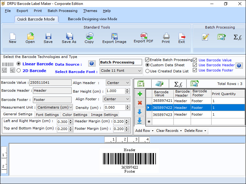 Screenshot of Corporate Barcode Label Designing App