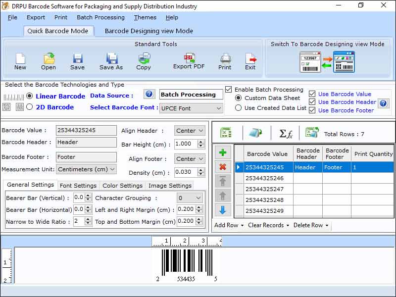 Screenshot of Product Labeling & Printing Application