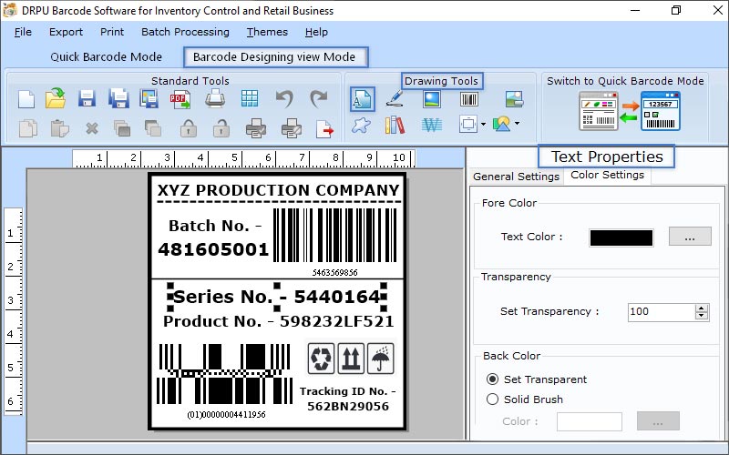Retail Store Barcode Printing Software Screenshot