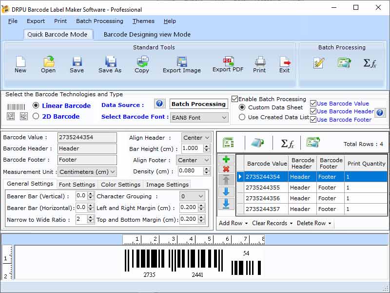 Screenshot of Business Barcode Designing Application